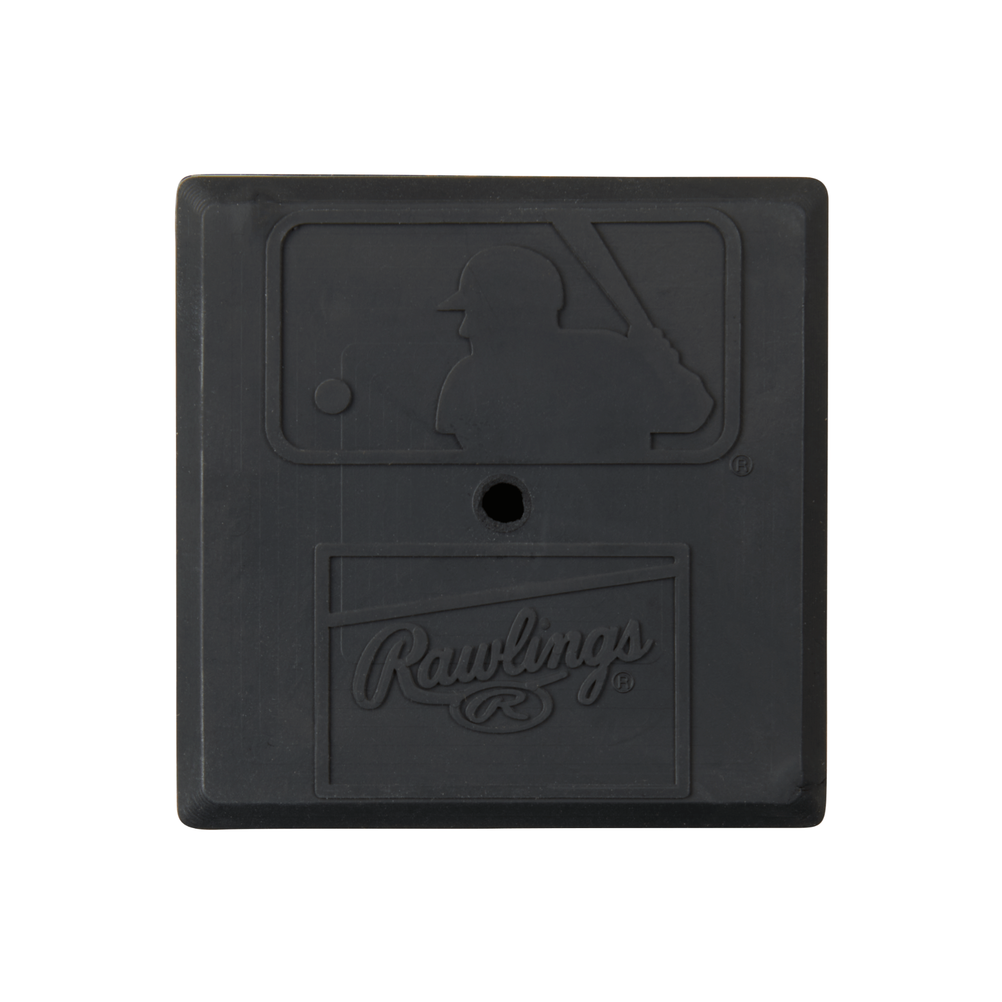 Rawlings square anchor plug made of heavy-duty rubber, ideal for securing baseball field bases, featuring logo design.