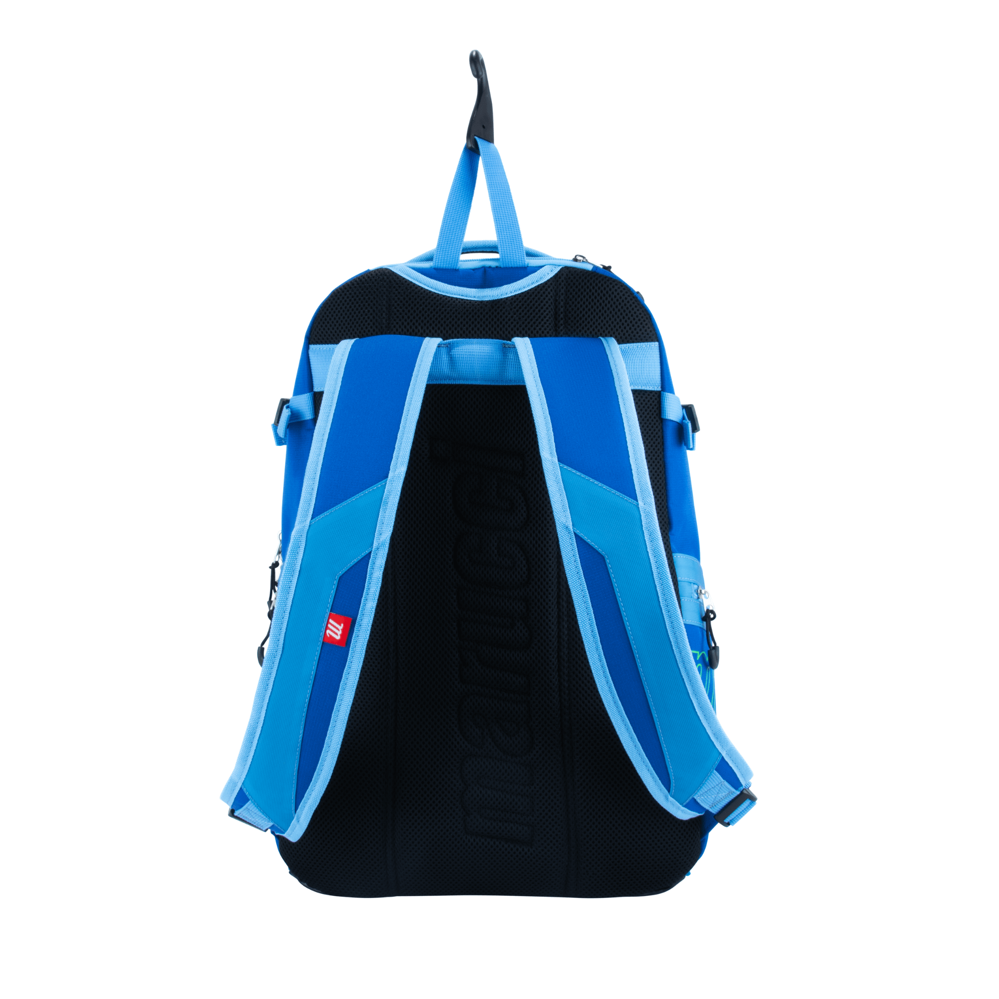Marucci Rangr Bat Pack in Royal Blue and Columbia Blue with ergonomic straps for comfortable carrying.