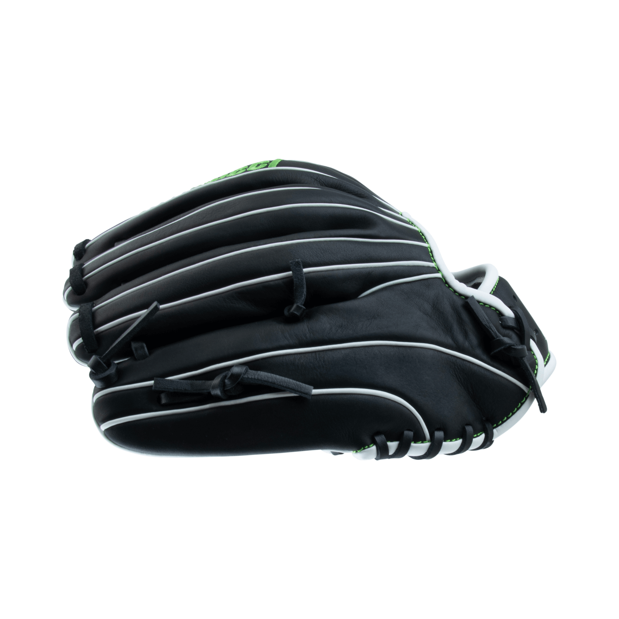Detailed view of fingers, illustrating narrow-tapered hand stall for secure fit in Krewe Series 43A2 Mitt.
