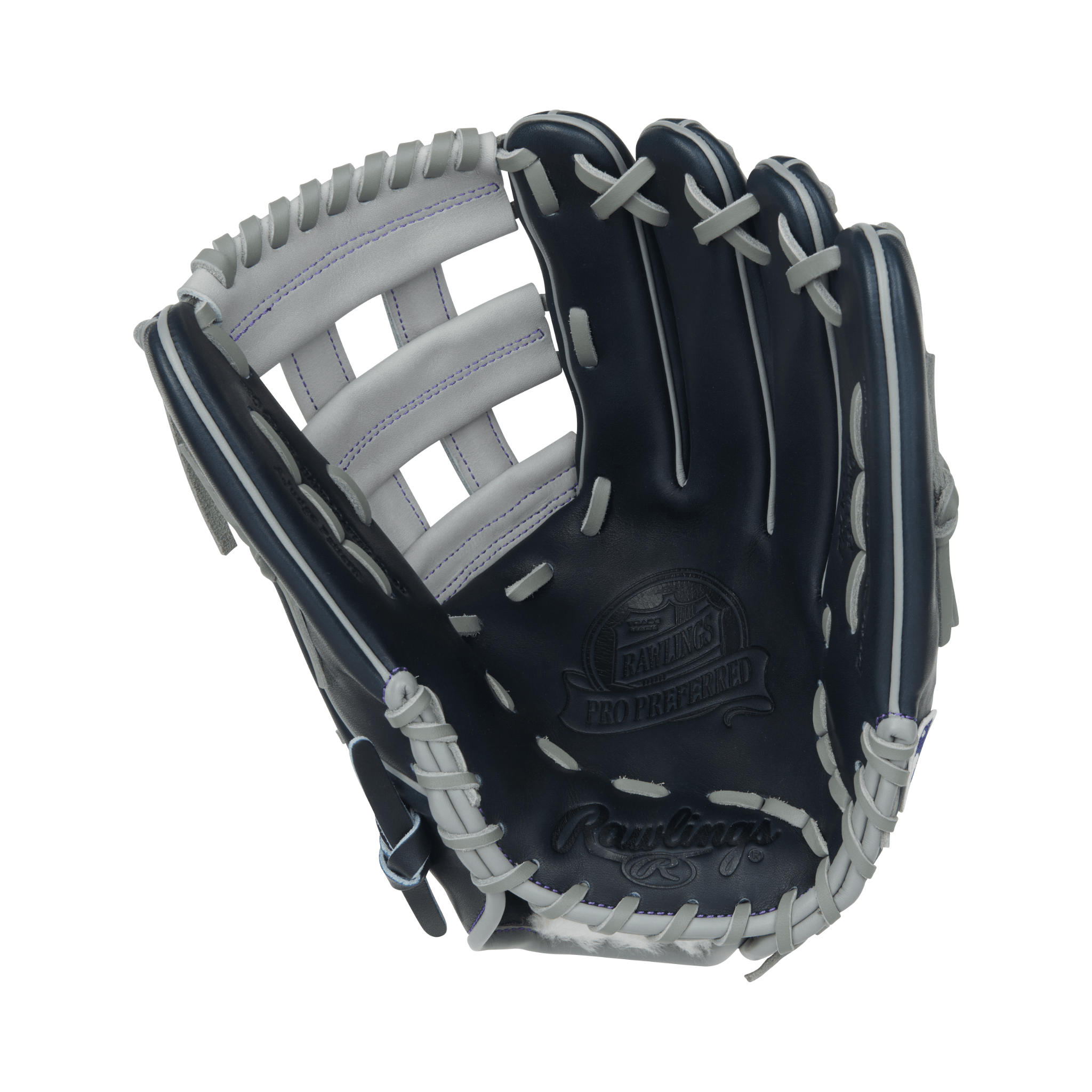 Rawlings Pro Preferred 12.75" left-hand throw baseball glove, Aaron Judge Gameday Pattern, for outfield performance.