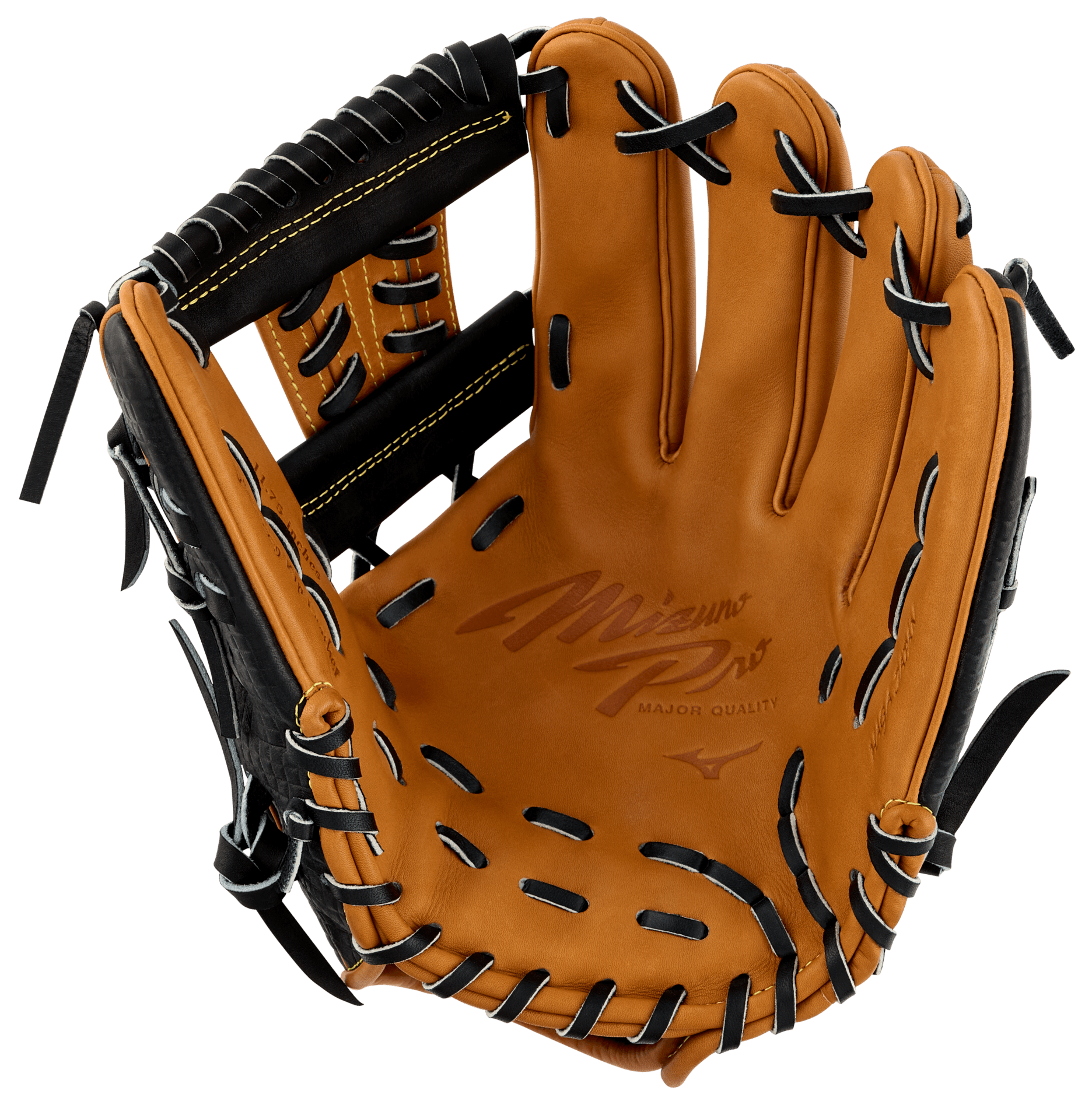Palm view crafted with rich Deguchi Japanese kip leather on Mizuno Haga Shogun Glove
