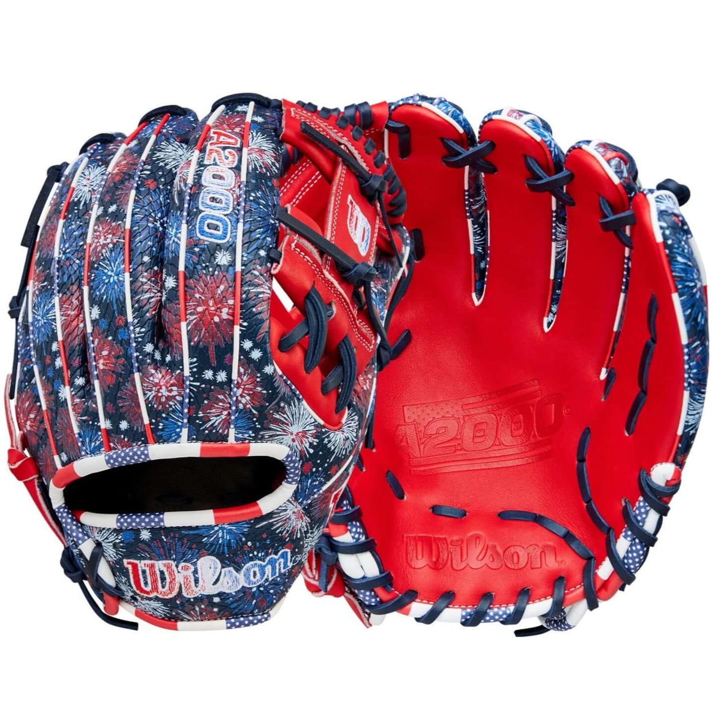 Wilson A2000 July 2025 Firework Glove Back and Palm View