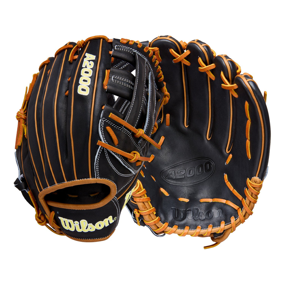 Black and tan Wilson A2000 1750 Baseball Glove with Dual Post web and deep pocket, ideal for outfielders.