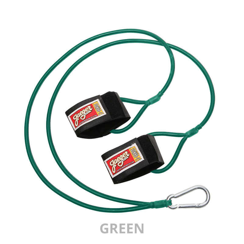 Jaeger Sports J-Bands in green, designed for rotator cuff strengthening and injury prevention in athletes.