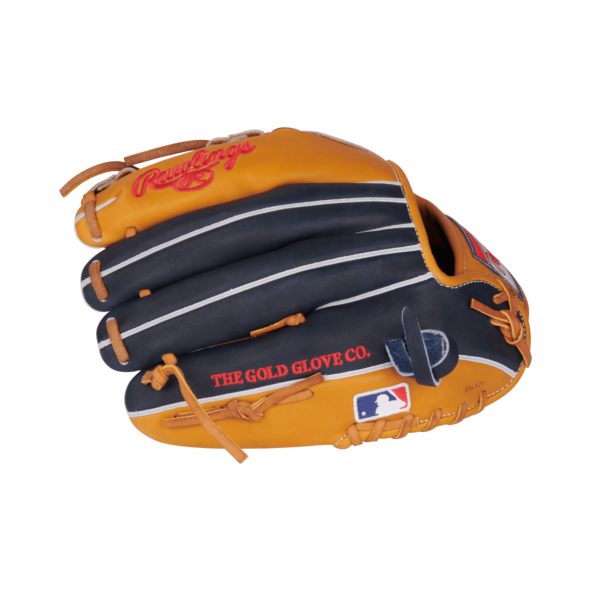 Rawlings Heart of the Hide Series 11.5" baseball glove in tan and navy, designed for adult infield performance.