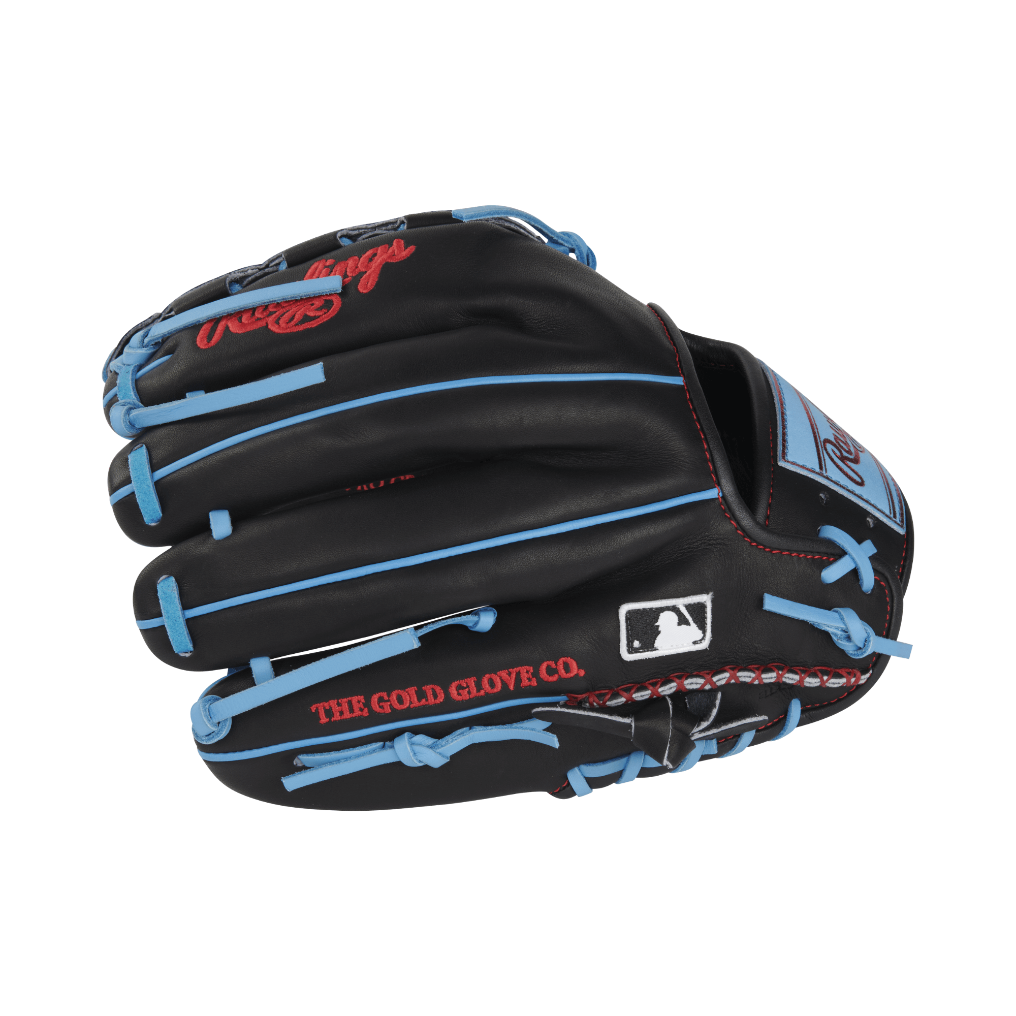 Rawlings Heart Of The Hide Color Sync 8.0 Baseball Glove in black with blue accents, 11.75 inches, right-hand throw.