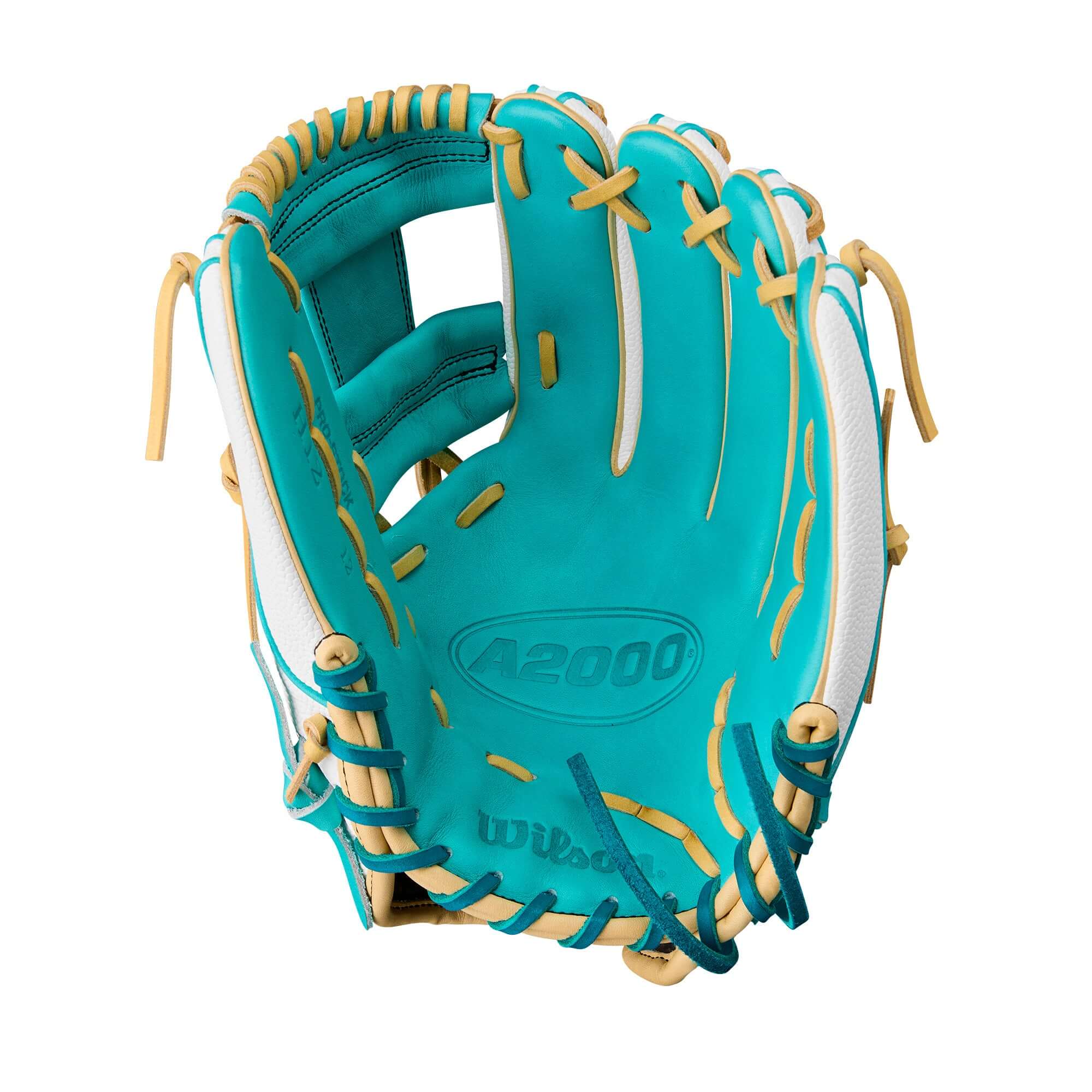 Wilson Summer 2025 A2000 H12SS Teal Fastpitch Softball Glove - pocket view