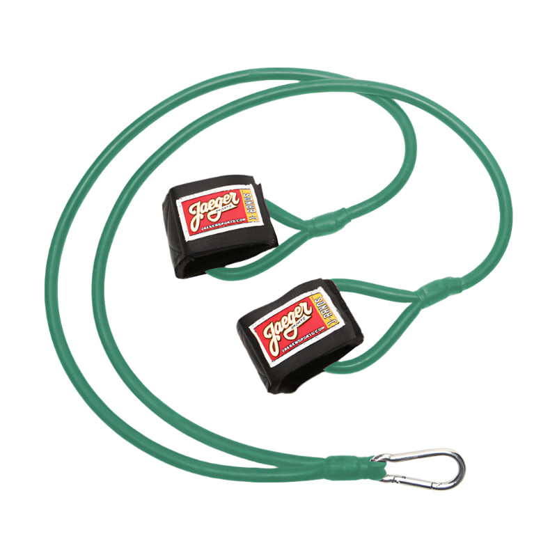 Jaeger Sports J-Bands in green, designed for rotator cuff conditioning and injury prevention in athletes.