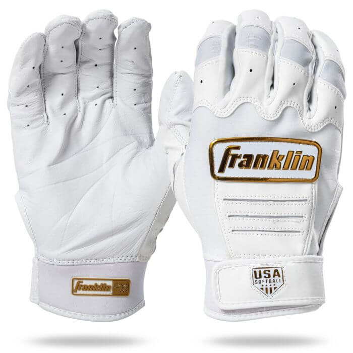 Franklin Girls' CFX Pro Fastpitch Batting Gloves - White/Gold