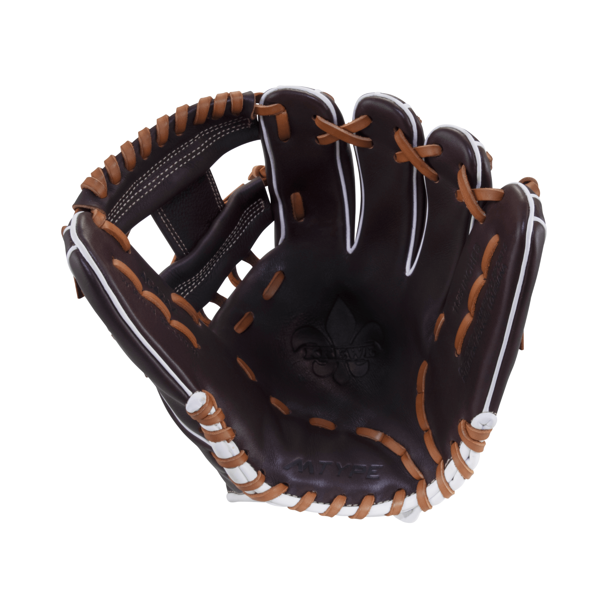 Marucci Krewe M Type 41A2 11.25" I Web RHT baseball glove with brown and tan design and enhanced comfort features.