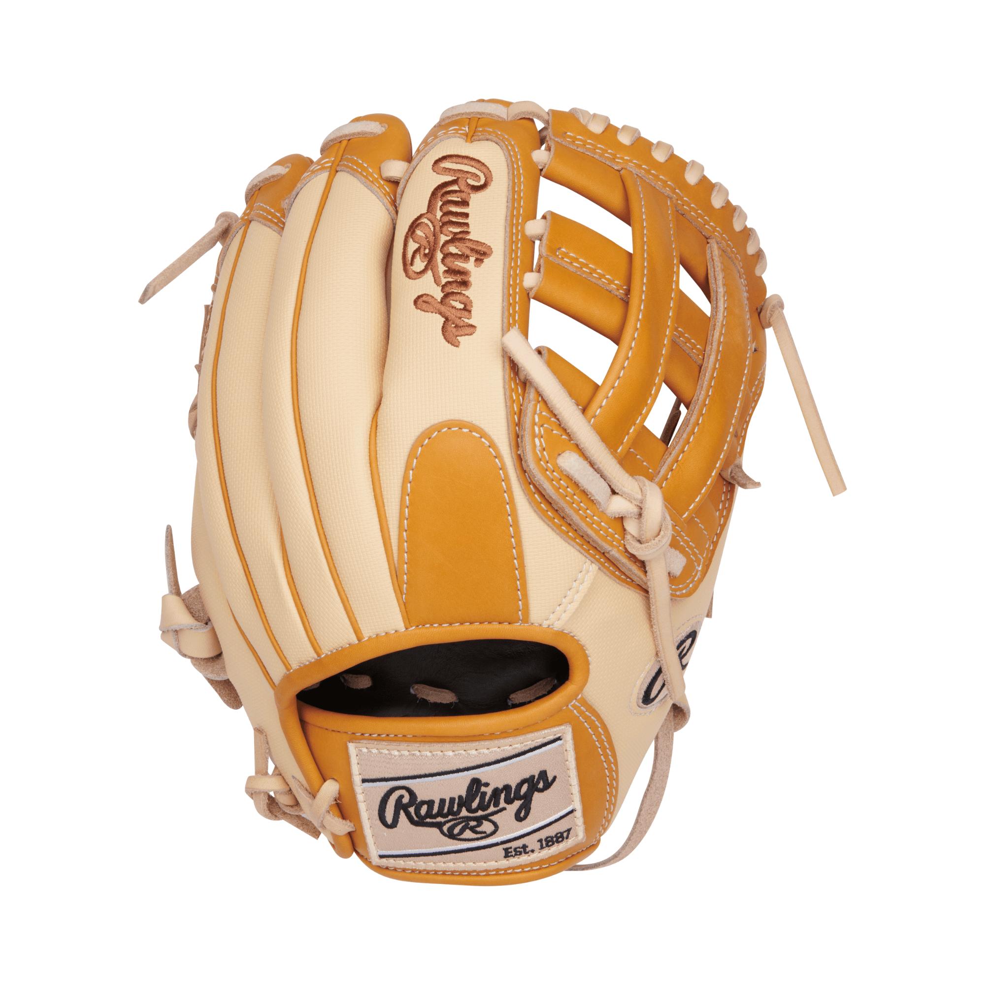 Rawlings Heart of the Hide 11.75-inch infield glove in camel and tan leather with Pro-H web design.