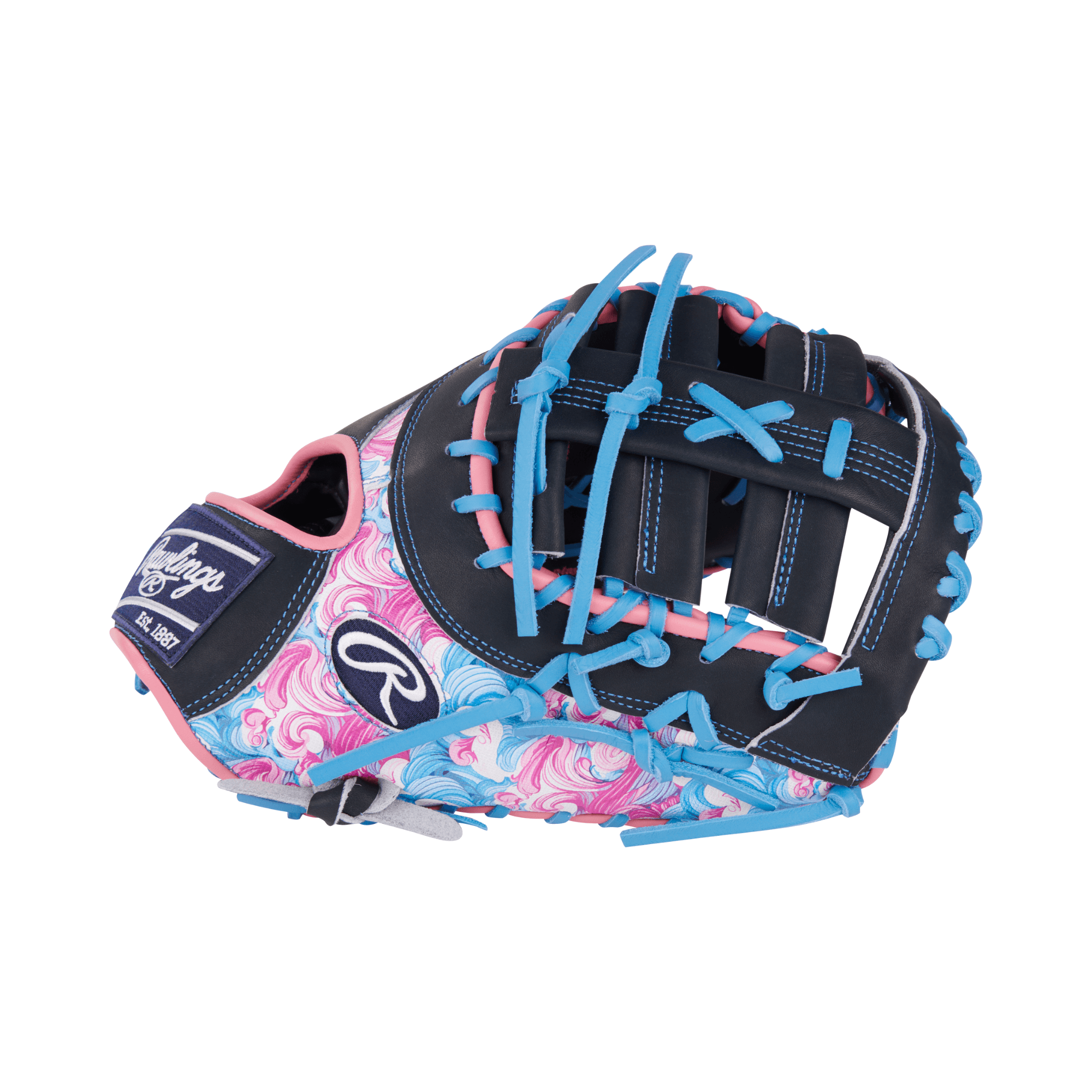 Rawlings Heart of the Hide Colorsync 9.0 First Base Mitt 13" with vibrant design and single post double bar web.