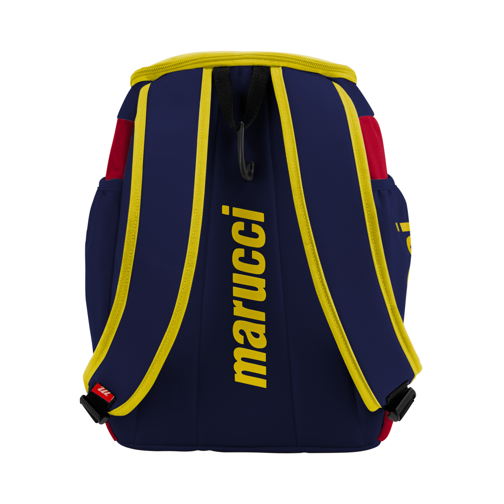 Marucci Foxtrott T-Ball Bat Pack in navy blue with red accents and yellow branding, designed for young players' gear.