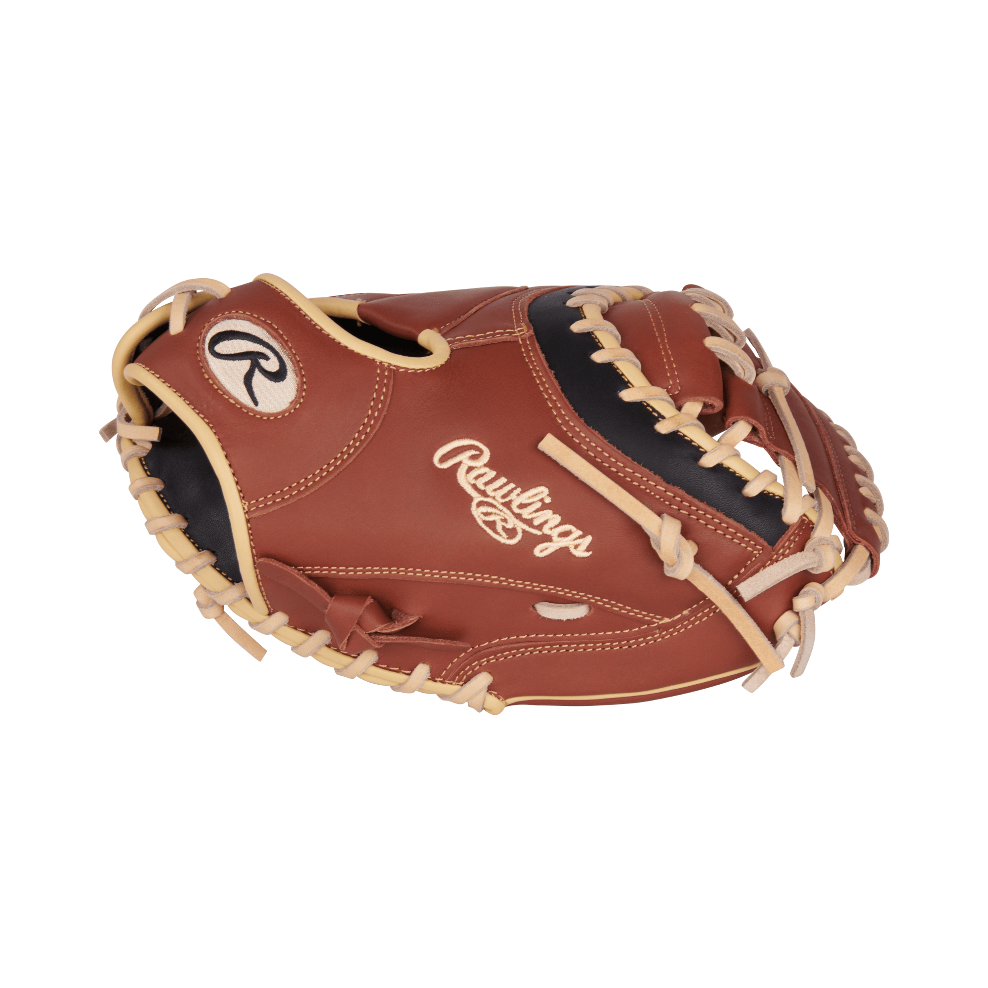 Rawlings NXT Series 32.5-inch catcher's mitt in tan, designed for high school and college-level players.