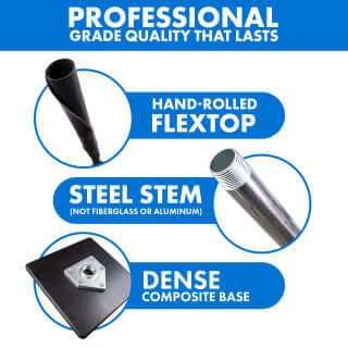 Tanner Tees professional-grade batting tee features hand-rolled Flextop, steel stem, and dense composite base for durability.