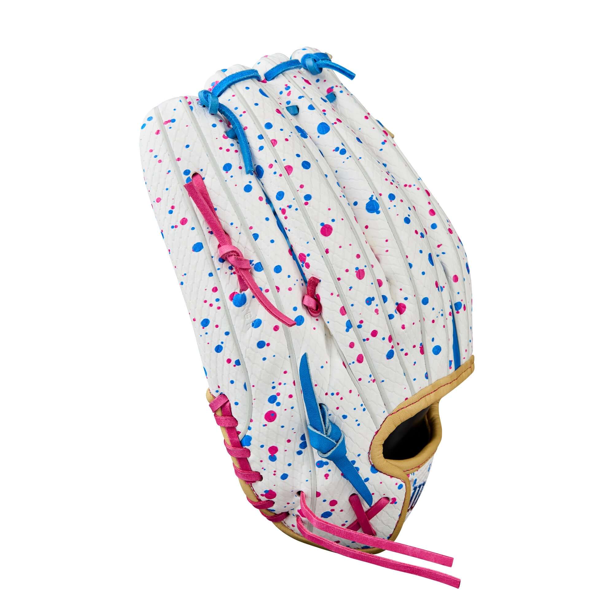 Wilson 2025 Love the Moment A2000 T125SS 12.5" fastpitch softball glove in colorful design.