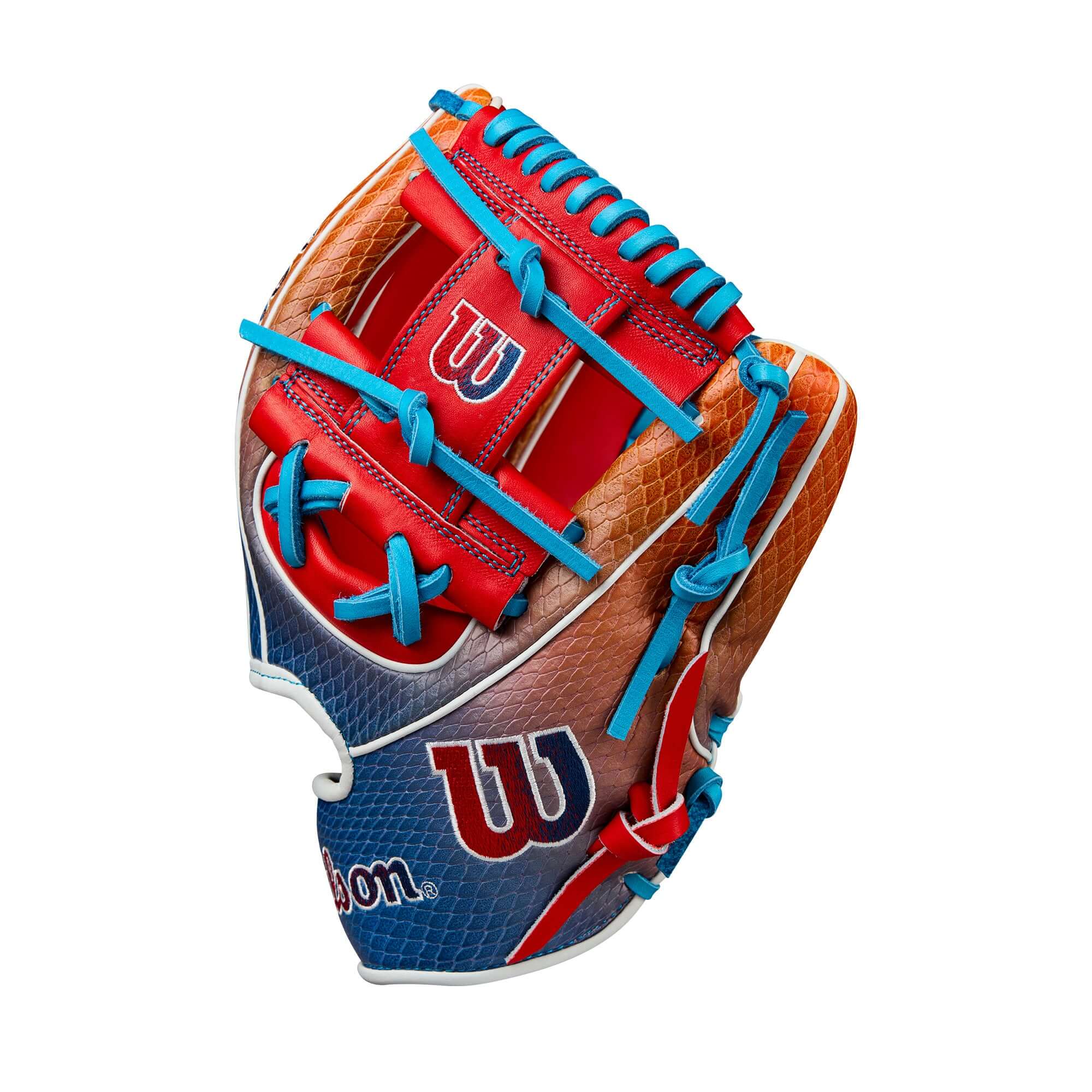 Wilson Summer 2025 A2K 1786SS Infield Baseball Glove in Navy and Red Gradient, 11.5 inches, showcasing premium leather and craftsmanship.