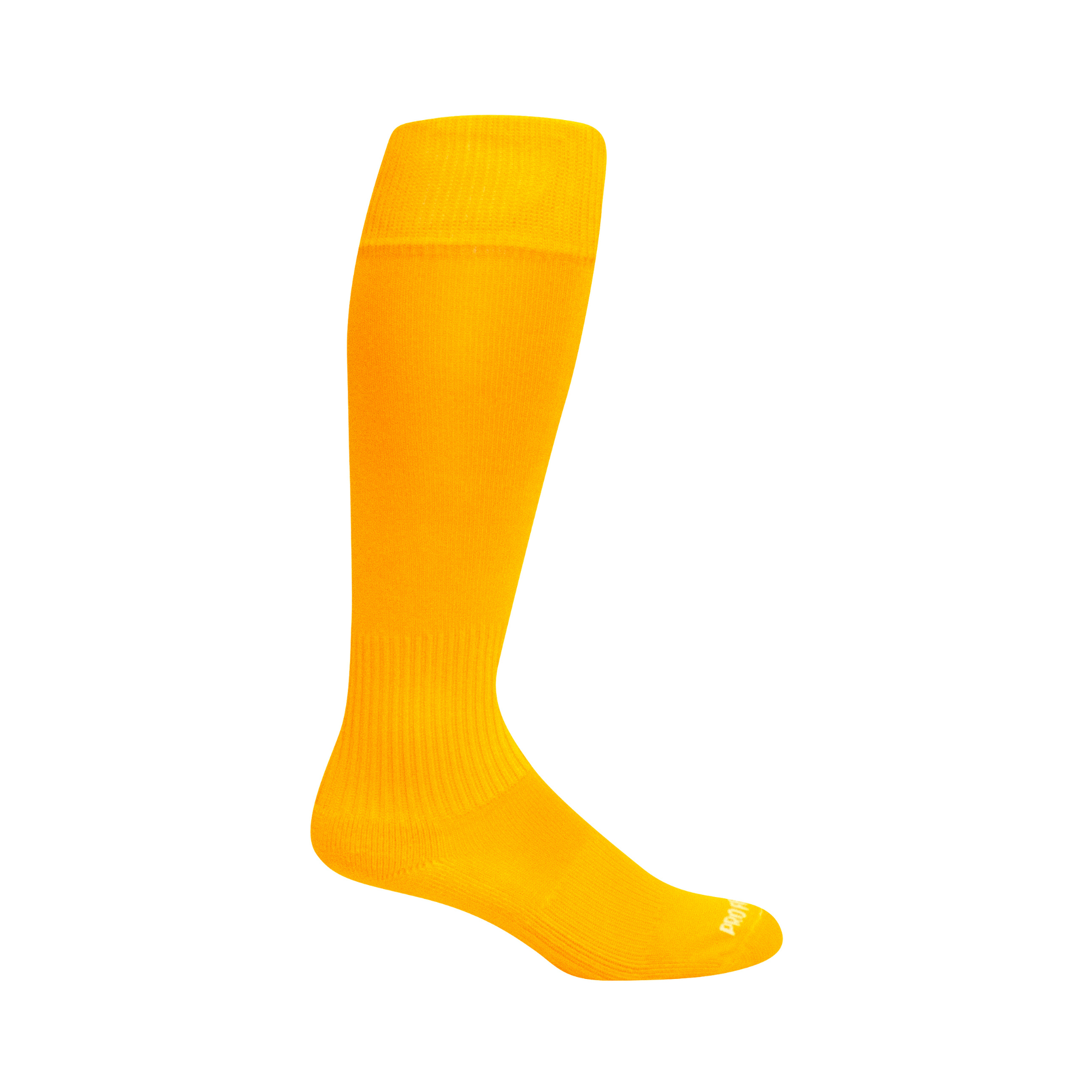 Pro Feet Performance Over-the-Calf 7-9 yellow sock side view showing double welt top and arch support.