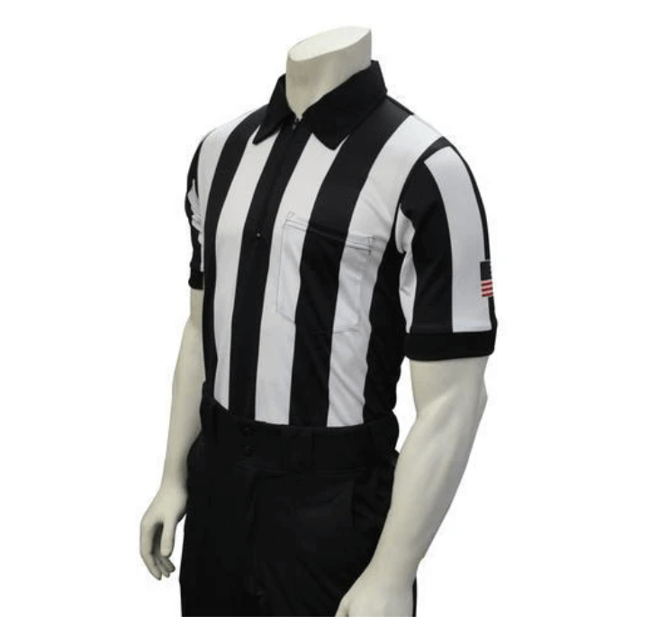 Smitty short sleeve football referee shirt with flag design on sleeve, ideal for referees and football enthusiasts.
