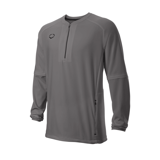 Evoshield Long Sleeve Batting Practice Jacket with removable sleeves and zippered pockets
