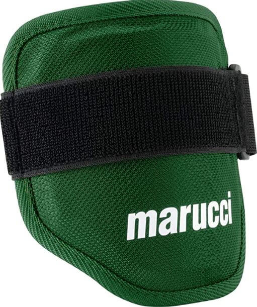 Marucci Elbow Guard Adult in green with adjustable strap for maximum elbow protection in sports.