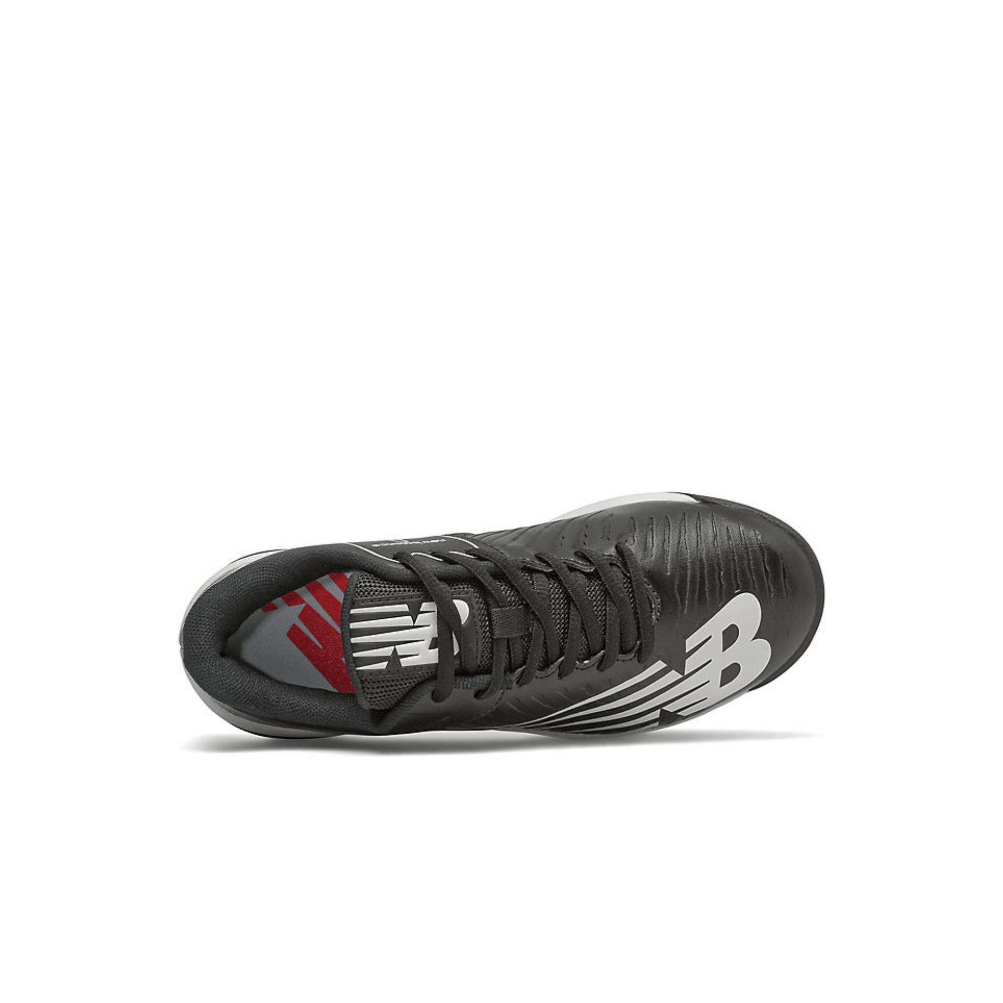 New Balance J4040v6 black rubber molded cleat top view showcasing sleek design and cushioning features.
