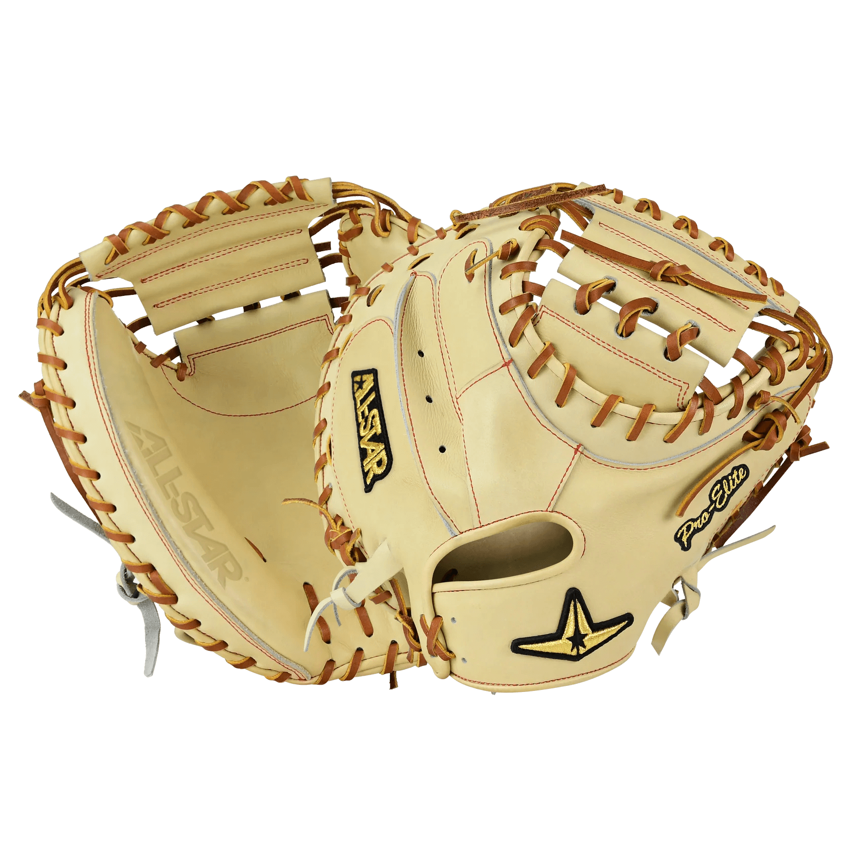 All-Star Pro- Elite Japan 34 Catchers Mitt Open Back Camel Light Brown with premium craftsmanship.