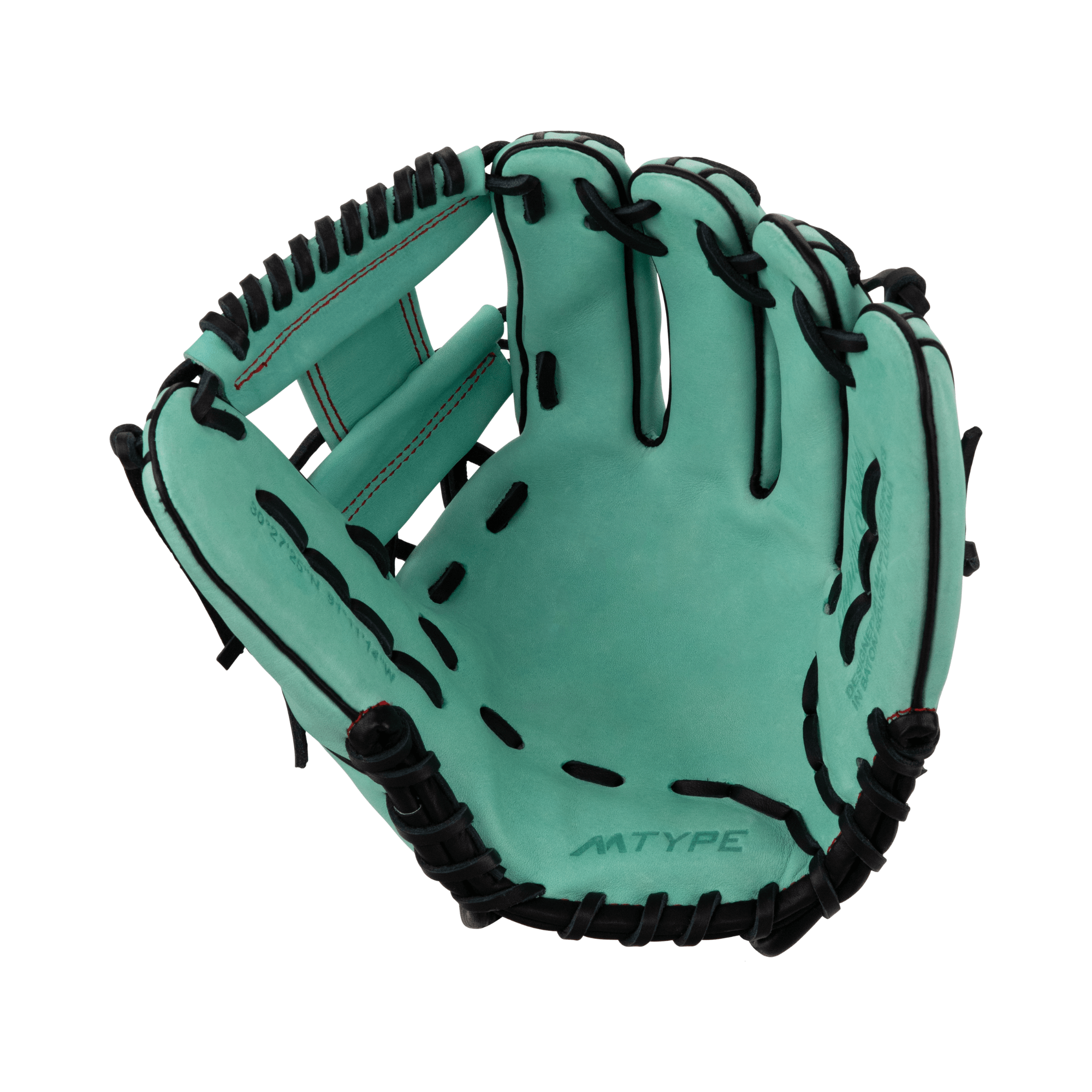 Marucci Capitol M Type 44A2 11.75" baseball glove in mint and black, featuring premium leather and mesh wrist lining.