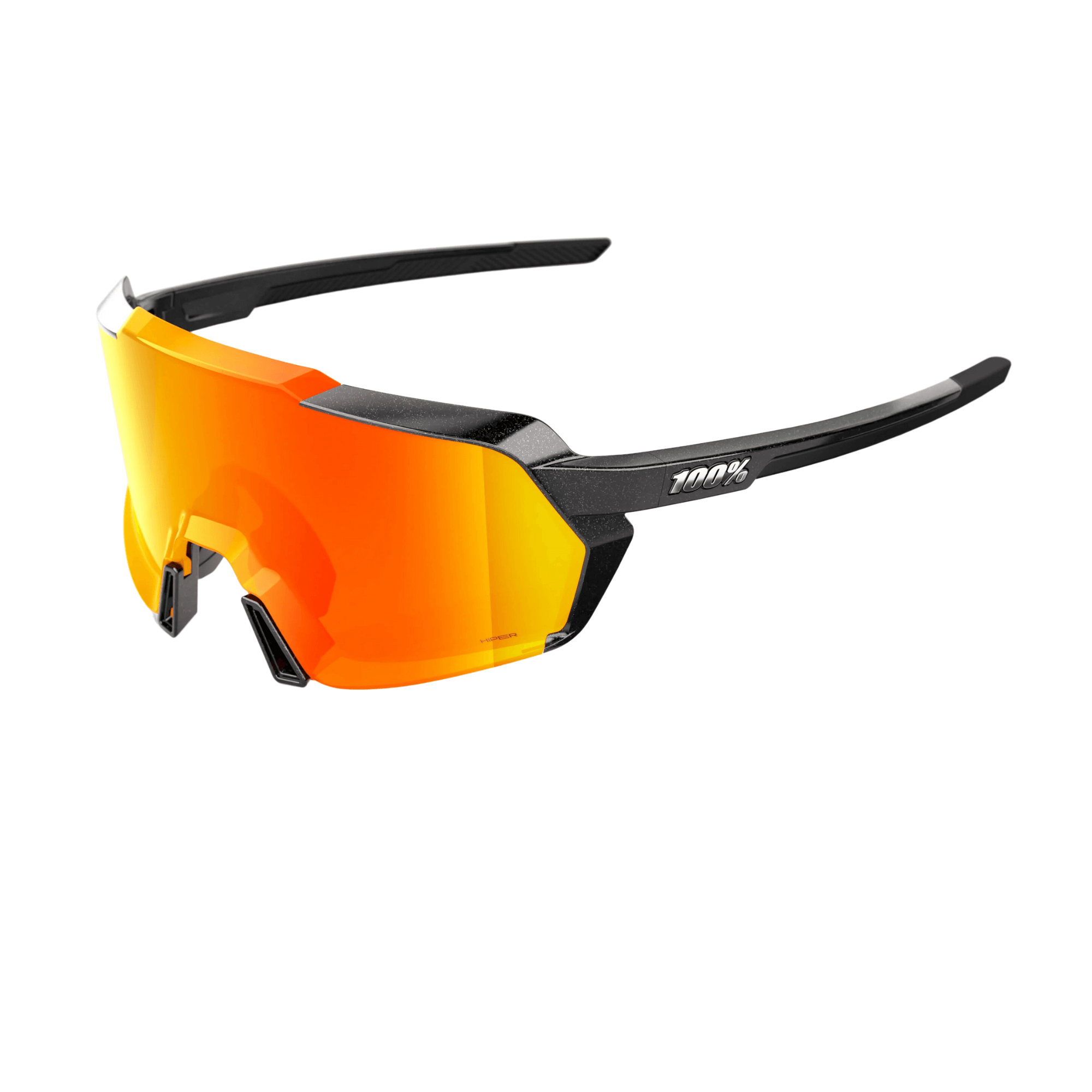 100% Korbin Sport Performance eyewear with metallic black frame and orange mirror lens for optimal clarity and field of view.