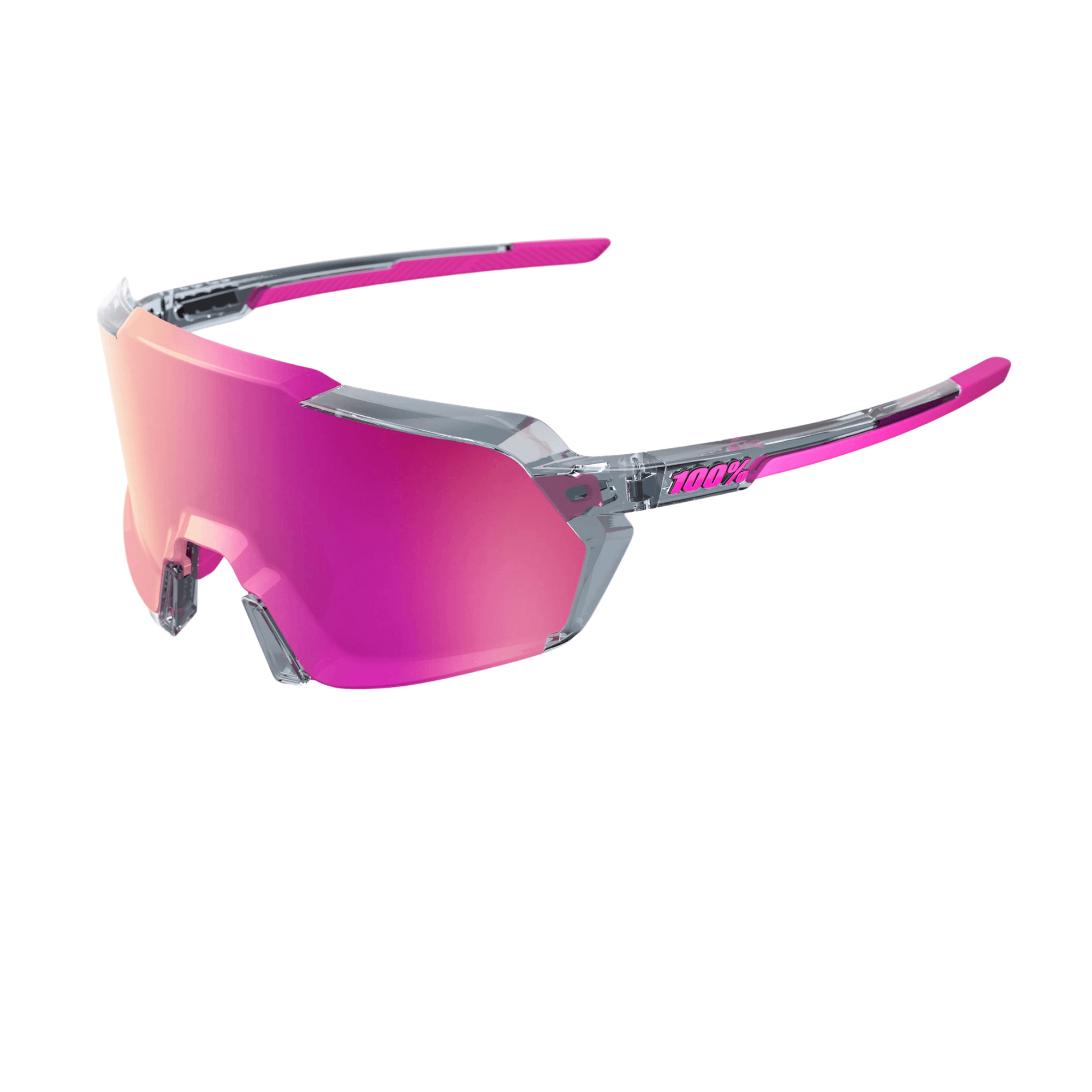 100% Korbin translucent grey purple multilayer mirror lens sunglasses with futuristic design and 3DPlane technology.