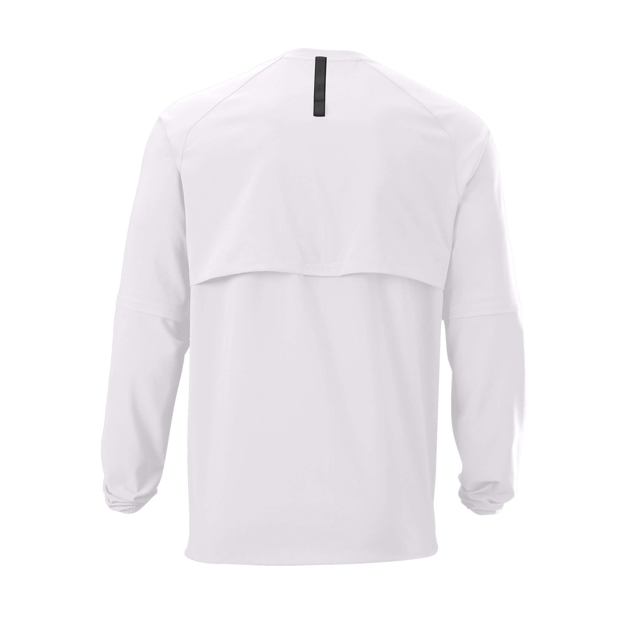 Evoshield Adult Long Sleeve BP Jacket in Team White, featuring removable sleeves and mesh inserts for breathability.