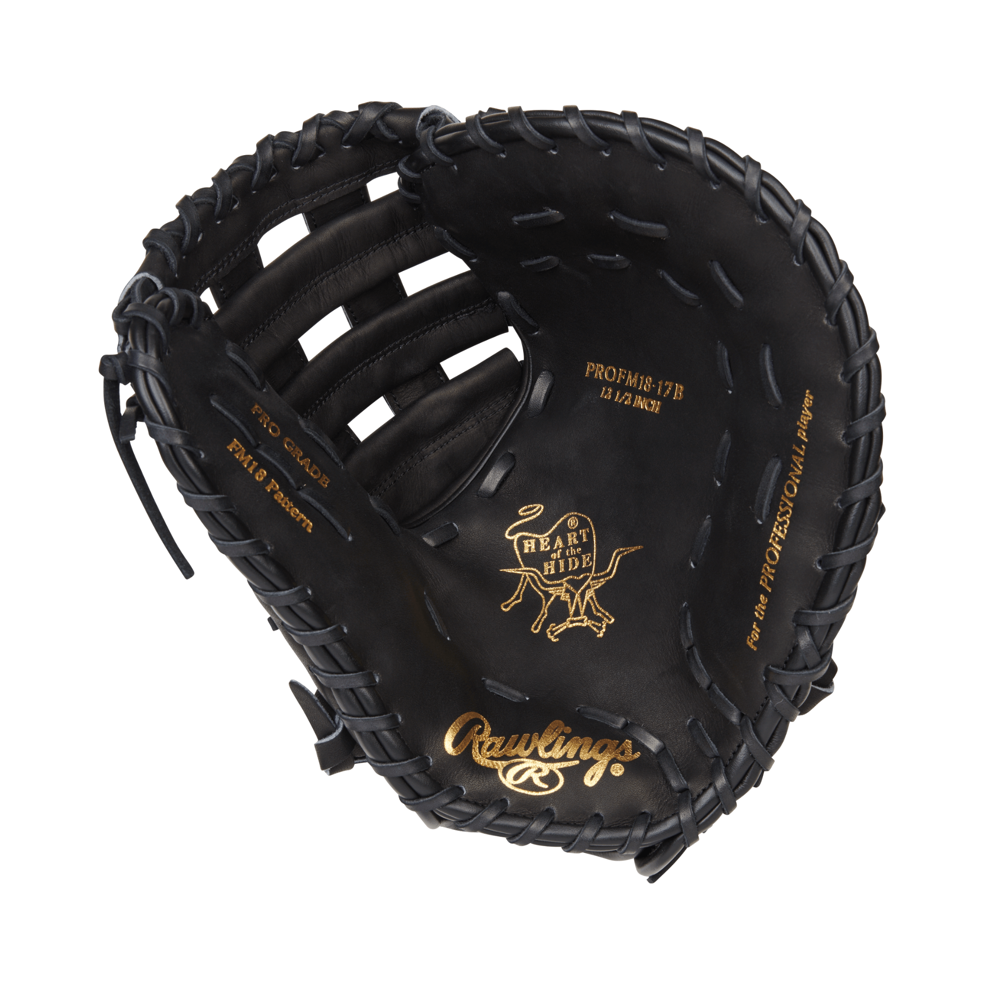 Rawlings Heart of the Hide 12.5-inch First Base Mitt, black leather with modified H-Web design for optimal performance.