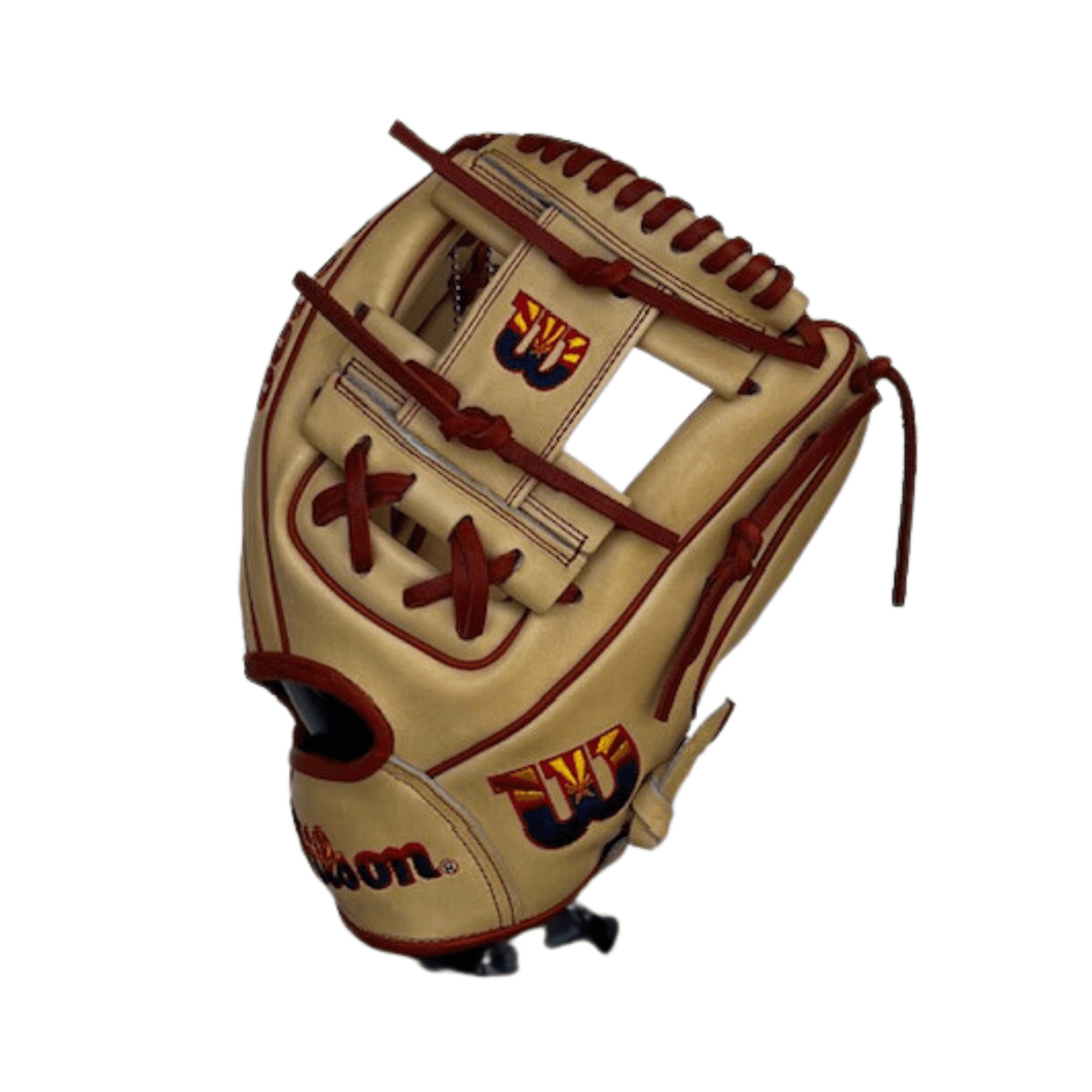 Wilson A2000 AZ Flag Logo 1786 BTL Exclusive 11.5 baseball glove in Blonde and Saddle Tan leather.
