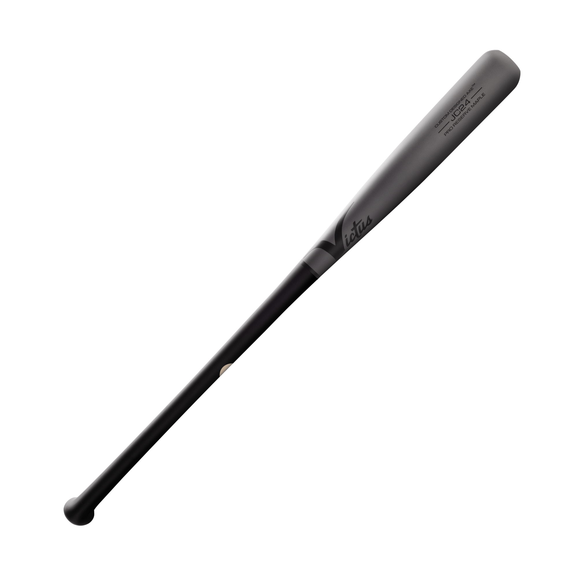 Victus Axe JC24 Flat Black/Flat Nardo Maple Pro Reserve bat side profile view with balanced handle and medium barrel.