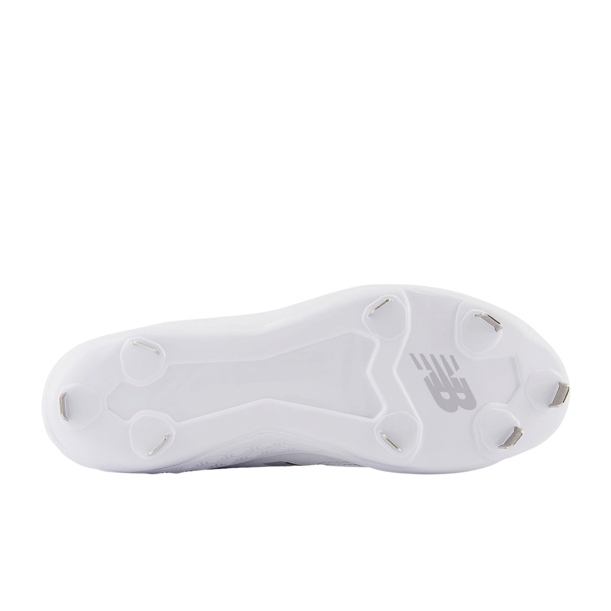 New Balance Fresh Foam X 3000 v6 Metal cleat bottom view showcasing 8-spike metal plate design and durability.