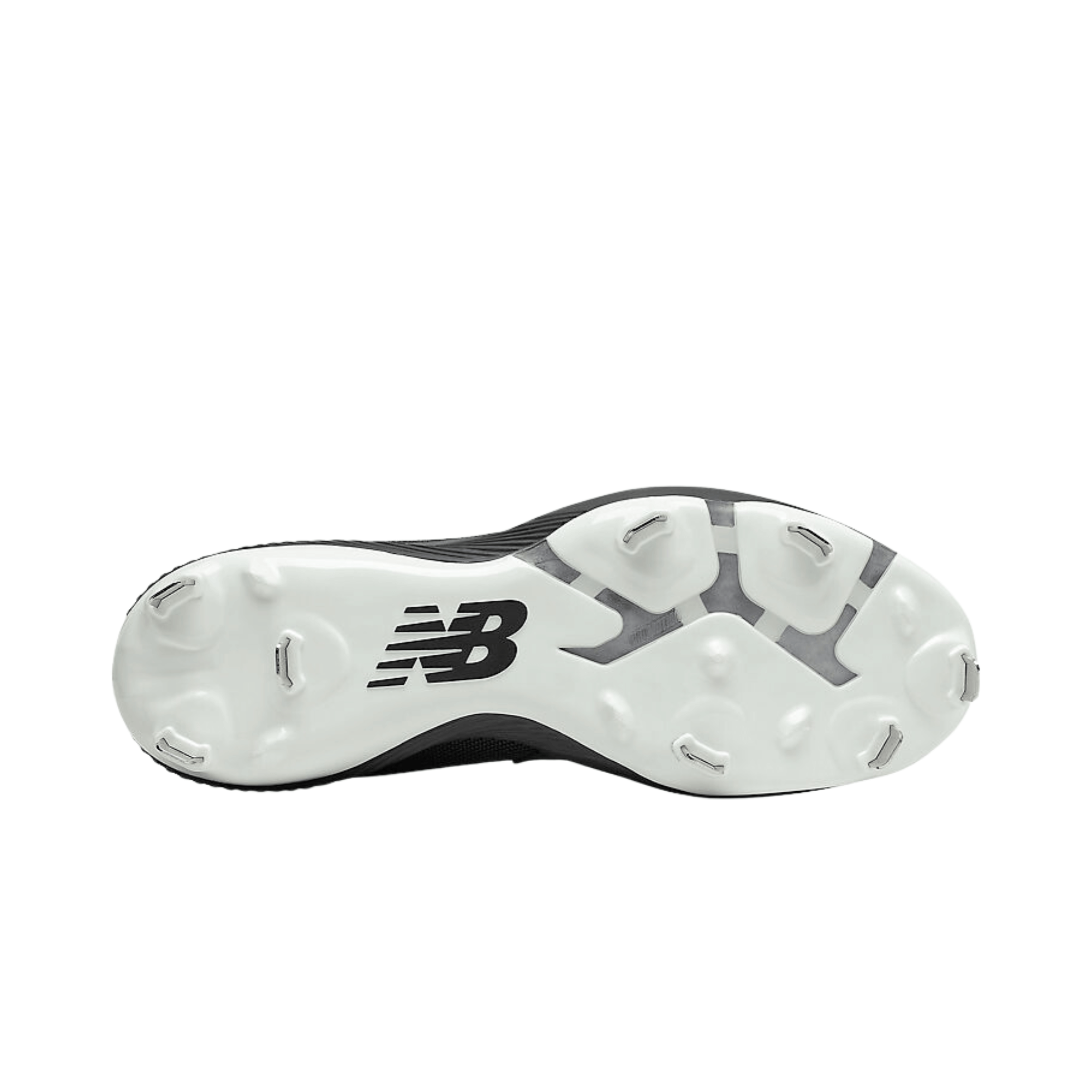 New Balance FuelCell 4040 v6 metal cleat outsole showing spike configuration and logo. Ideal for baseball players.
