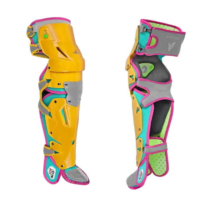 All-Star MVP-PRO Short Fuse Saved By The Bell Limited Edition catchers set in yellow, pink, and seafoam colors.
