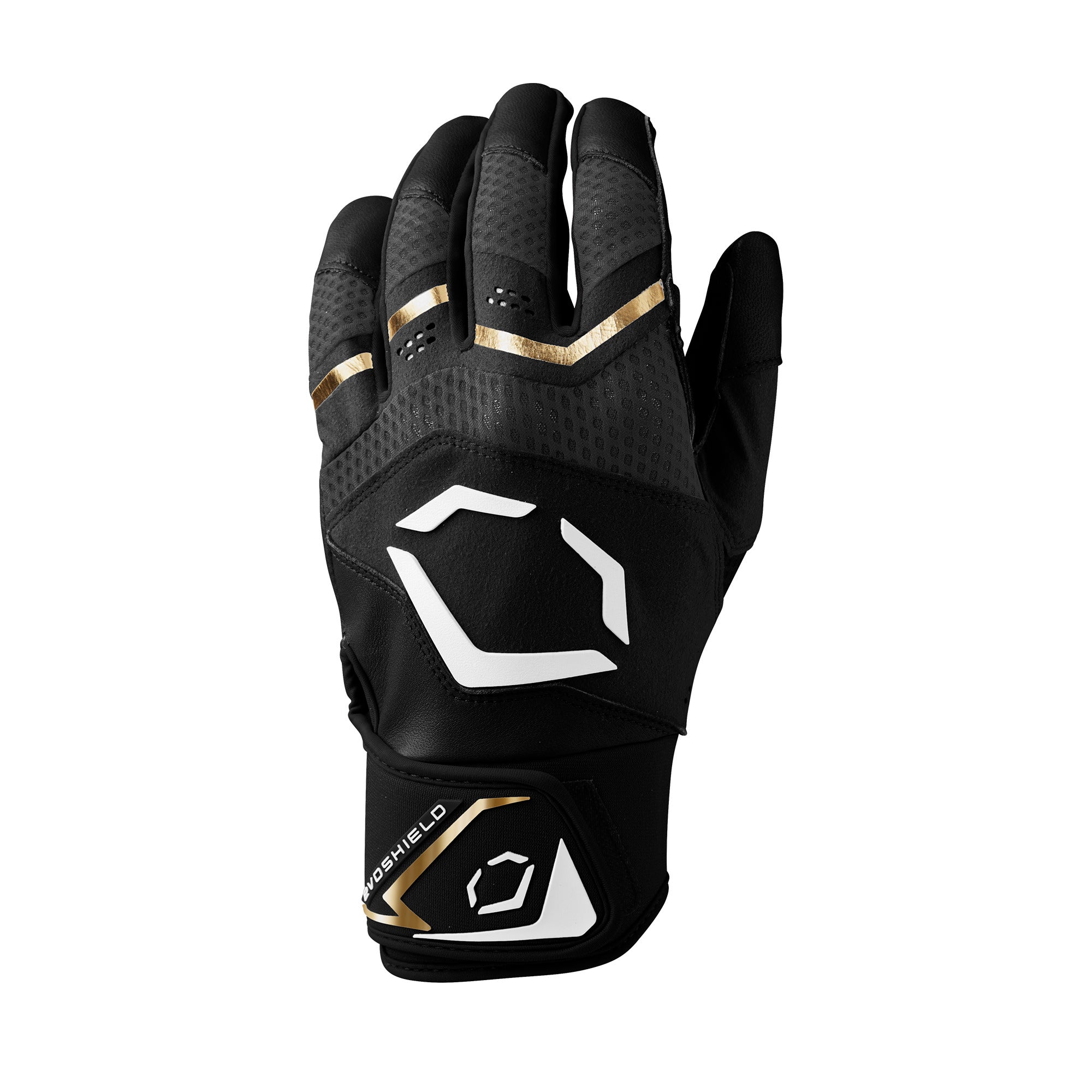 EvoShield Carbyne batting gloves neoprene cuff and backhand detail
