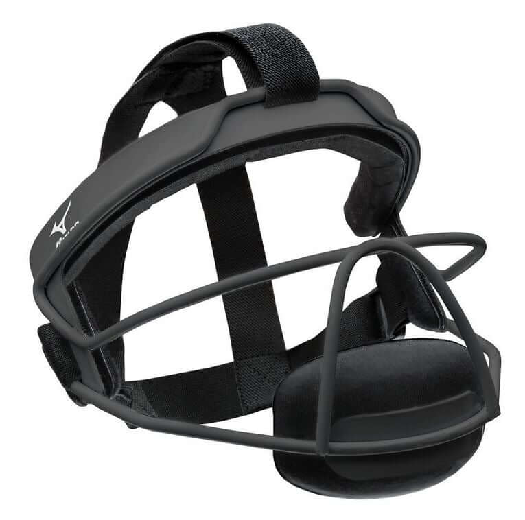 Mizuno Wire Fastpitch Softball Fielders Mask with matte finish, adjustable straps, and PE foam padding for comfort.