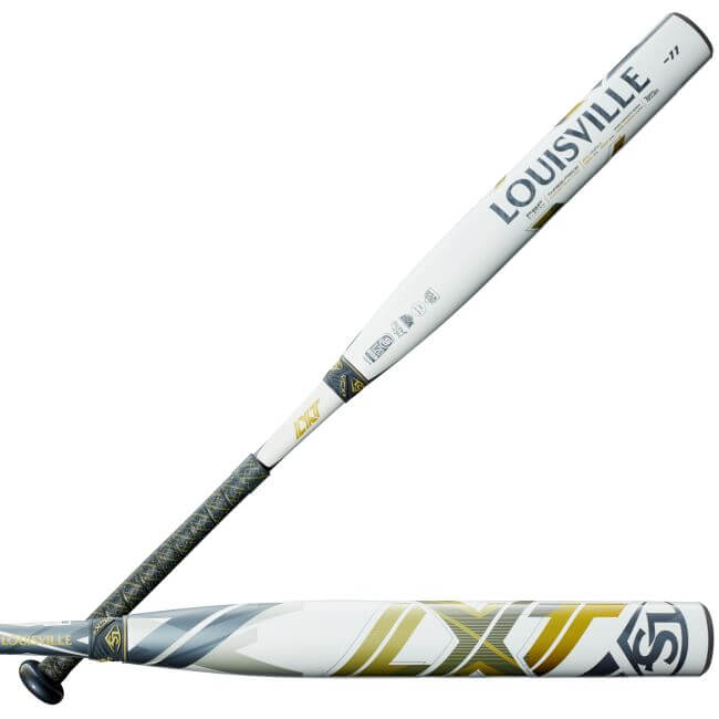 Wilson Louisville Slugger FP LXT (-11) bat side profile with LXT graphics and BBCOR certification mark visible