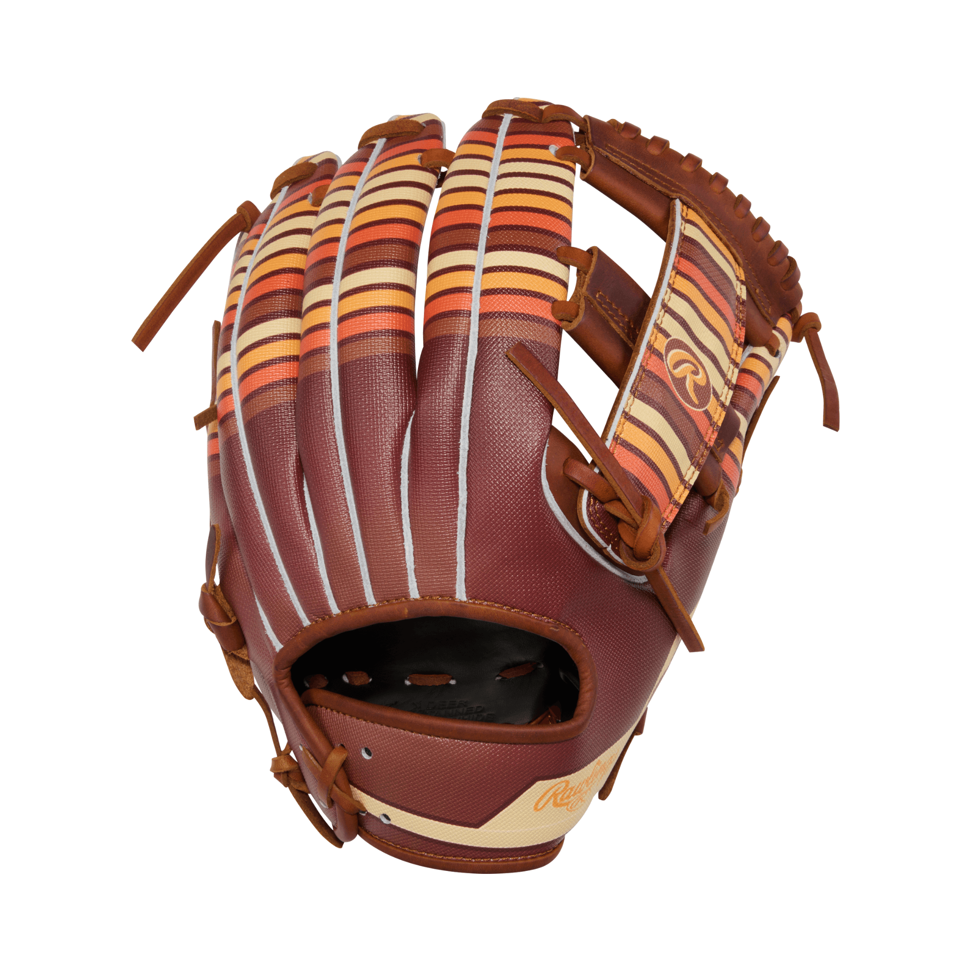 Back view of Rawlings December 2025 Gold Glove Club RGGC (GOTM) PROR2175-13TI 11.75" Baseball Glove showing lacing and wrist detail.