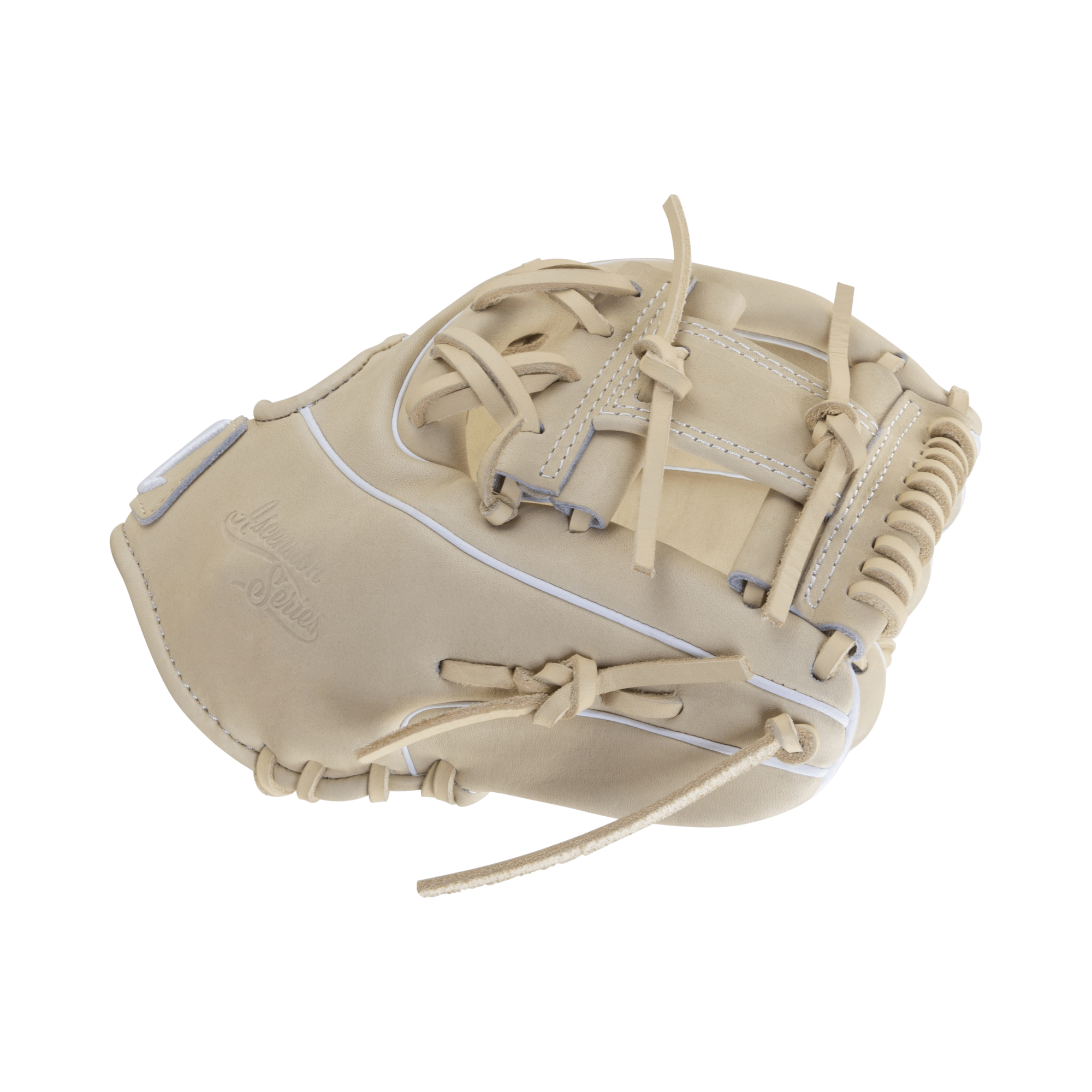 Marucci Ascension M Type 43A2 11.50" baseball glove in tan leather with white accents and lacing details.