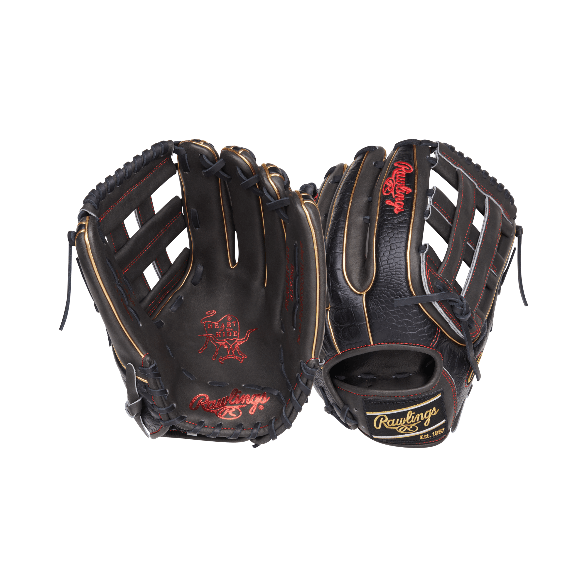 Rawlings Heart of the Hide PROR3319-6DS 12.75-inch baseball glove in dark shadow color with custom pocket design.