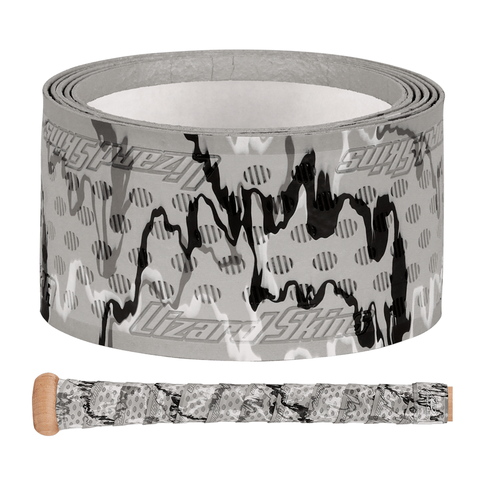 Lizard Skins DSP Ultra Bat Grip in Shadow Camo design, featuring premium adhesive and textured installation details.