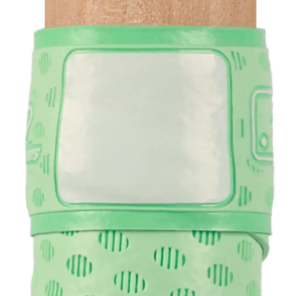 Lizard Skins DSP Ultra Bat Grip in mint green showing premium adhesive and installation features on bat handle.