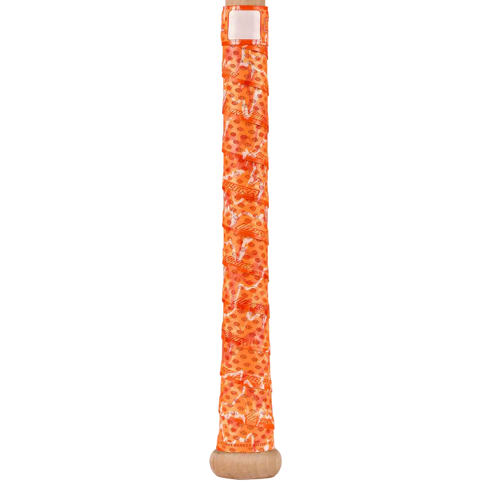 Lizard Skins DSP Ultra Bat Grip in Crush Camo design showcasing vibrant orange camo pattern for improved grip and performance.