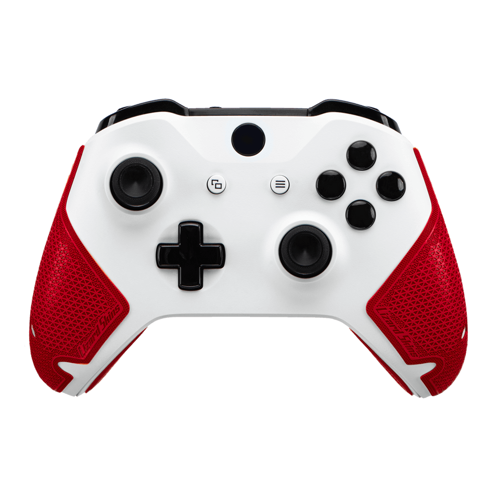 Lizard Skins DSP Controller Grip for Xbox One in Crimson Red on a white controller, showcasing comfort and grip features.