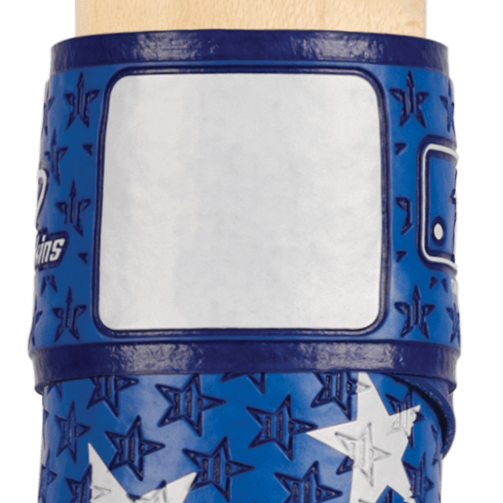Lizard Skins DSP Ultra Bat Grip in blue with stars and stripes pattern, featuring a blank area for personalization.