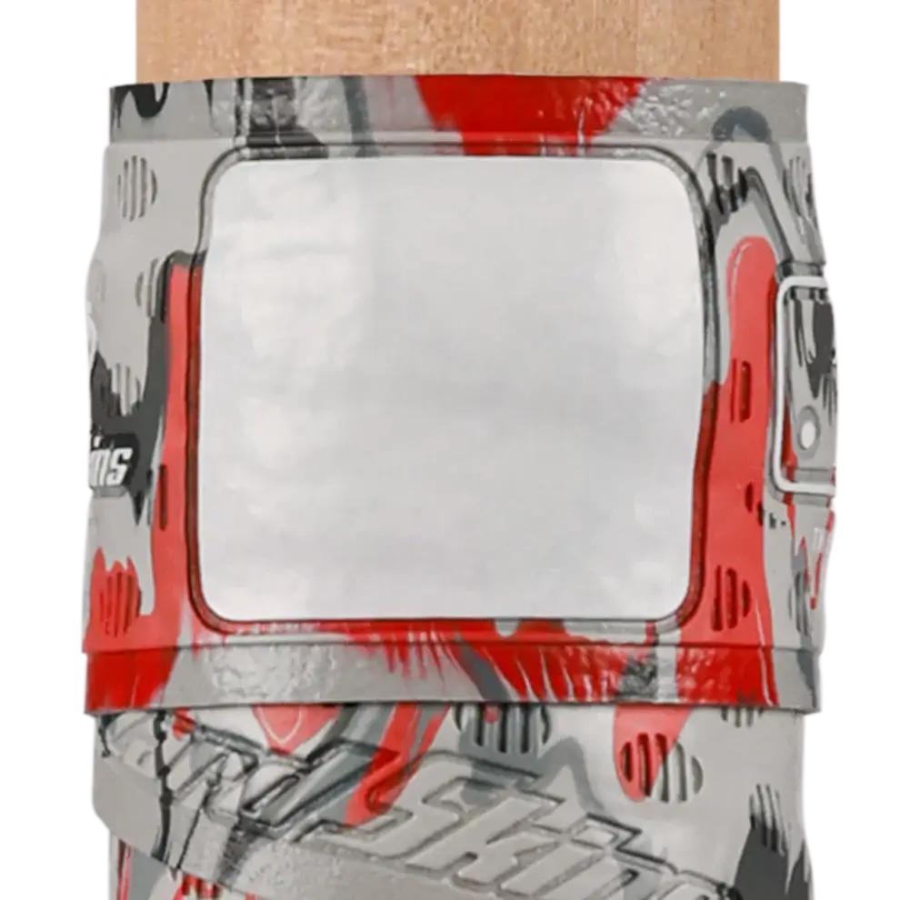 Lizard Skins DSP Ultra Bat Grip in Blitz Camo showcasing adhesive installation features and vibrant camo design.