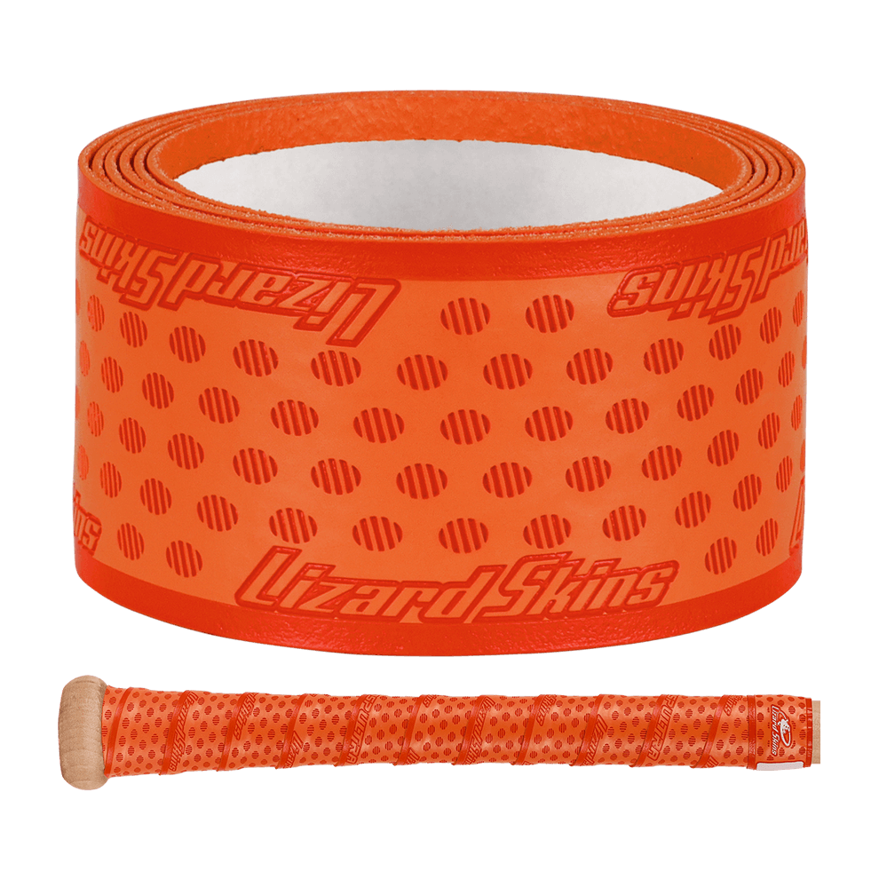 Lizard Skins DSP Ultra Bat Grip in Blaze Orange, featuring premium adhesive and textured grip for enhanced performance.